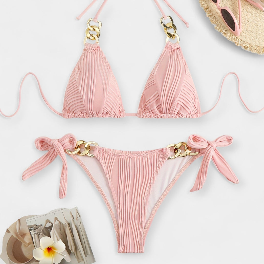Pruhovaný bikiny set s švami