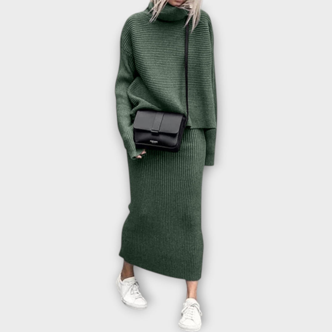 Ksenia - Pletený set s golierom a sukňou