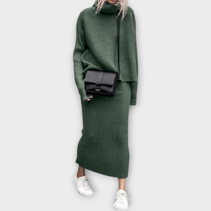 Ksenia - Pletený set s golierom a sukňou