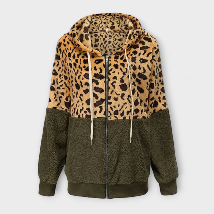Laura - Fleece mikina s kapucňou v leopardom vzore