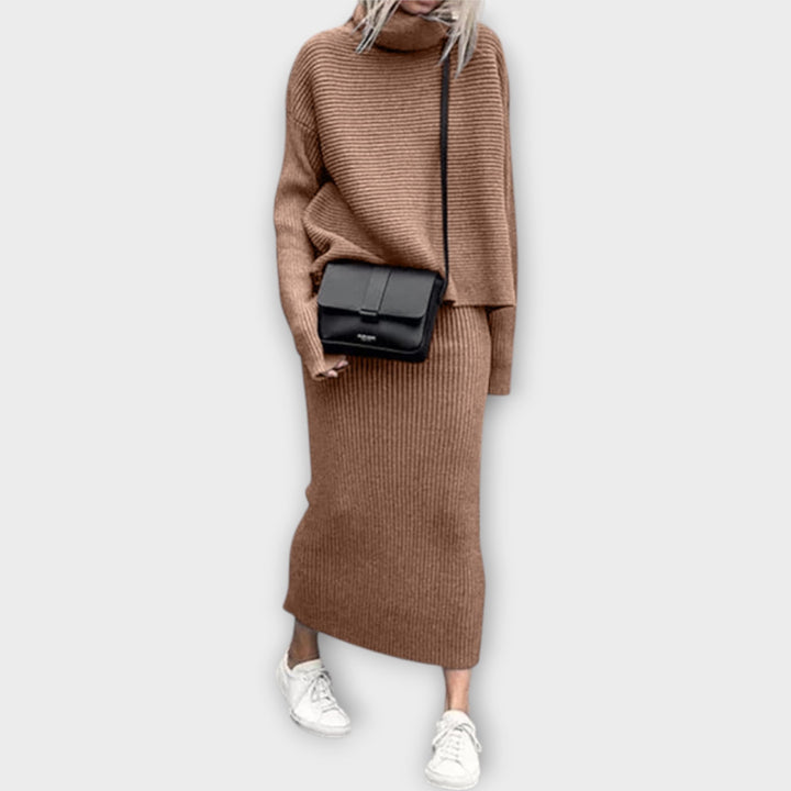 Ksenia - Pletený set s golierom a sukňou