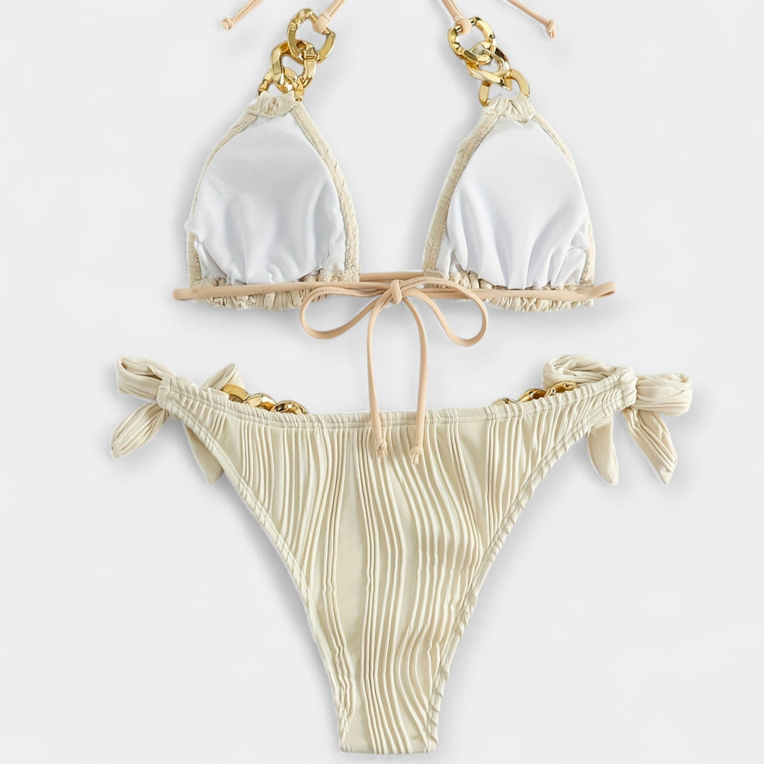 Pruhovaný bikiny set s švami