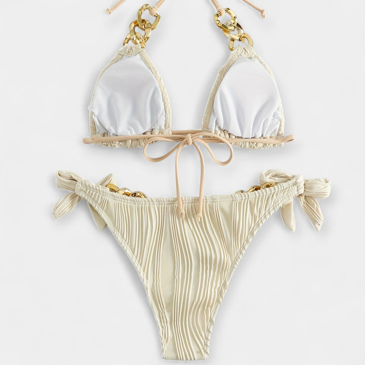 Pruhovaný bikiny set s švami