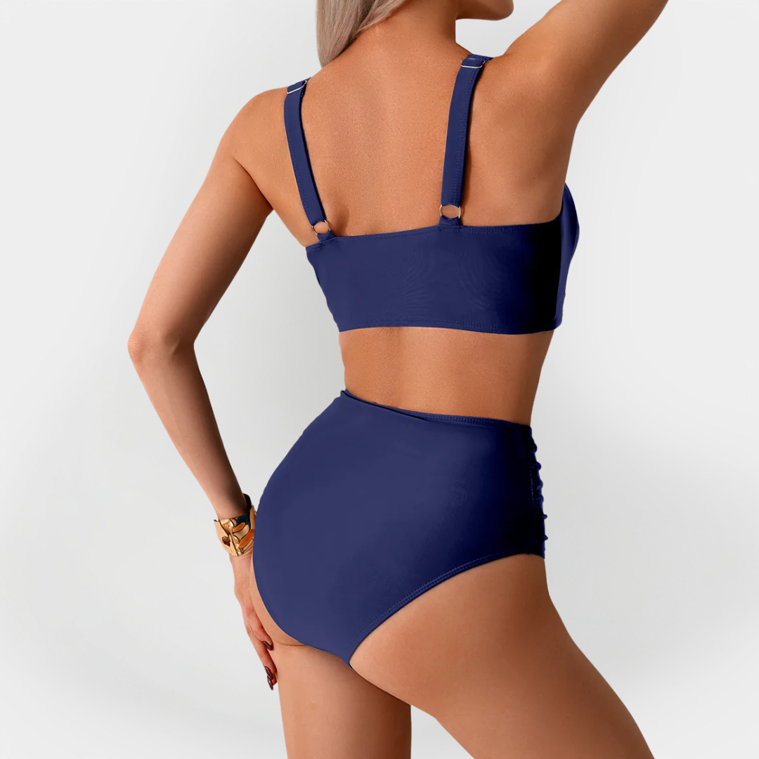 Dámske Vysoko Strihané Bikini S Lemovaním Na Hrudníku