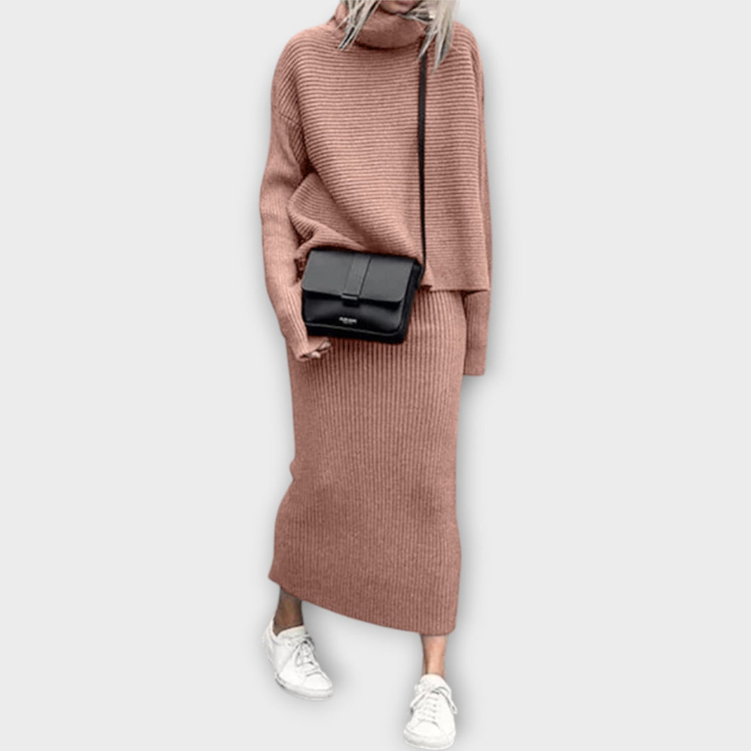 Ksenia - Pletený set s golierom a sukňou