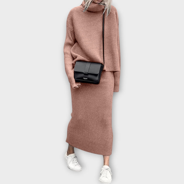 Ksenia - Pletený set s golierom a sukňou