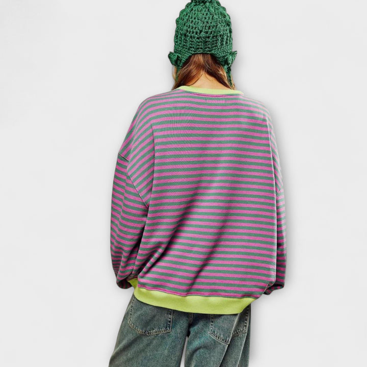 Merga - Prúžkovaný Oversize Svetre