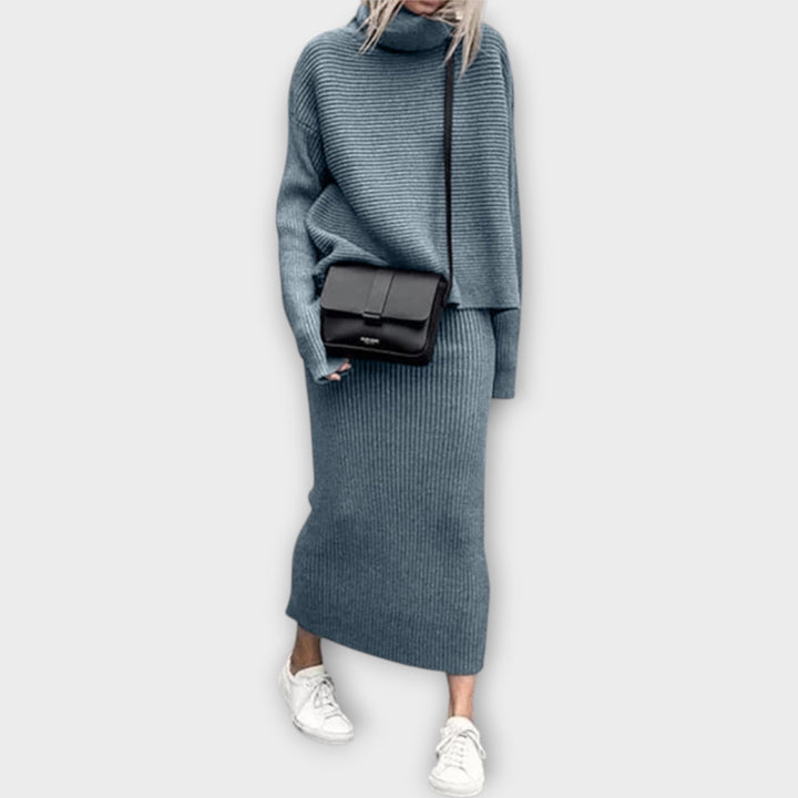Ksenia - Pletený set s golierom a sukňou
