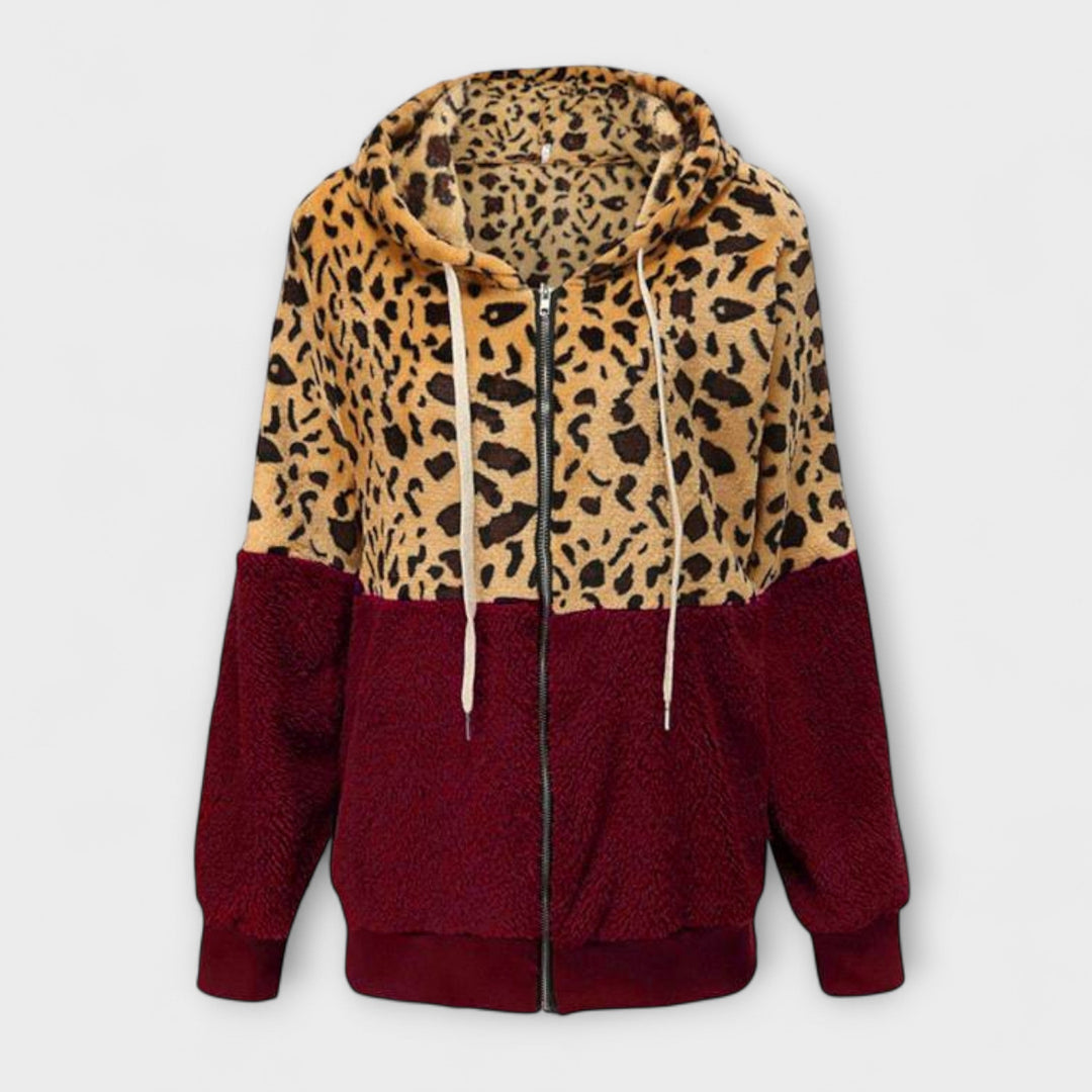 Laura - Fleece mikina s kapucňou v leopardom vzore
