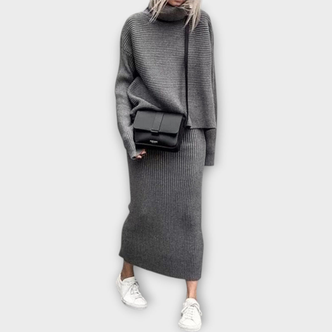 Katya - Pletený set so sukňou a minimalistickou estetikou